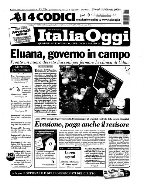 Italia oggi : quotidiano di economia finanza e politica